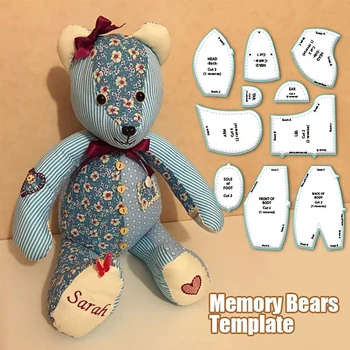 10 БР. Набор от шаблони-линейок Memory Bear, Линийка за пэчворка, Шаблон за рязане на платове, Шаблони, шаблони за шиене Memory Bear
