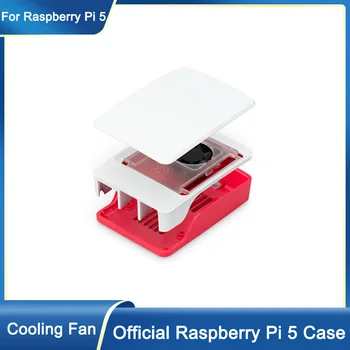 Официален корпус Raspberry Pi 5 Червено-бял корпус от ABS пластмаса с регулируема охлаждащ вентилатор, който поддържа снасянето за Raspberry PI 5 Pi5