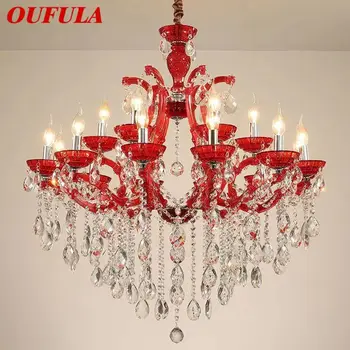 Подвесная лампа OUFULA LuxuriousCandle в европейски стил, Кристален лампа, Художествена хол, ресторант, Вила, стълбище, Двухуровневое сграда