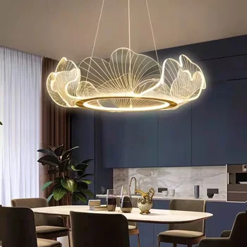 Полилей във формата на листа гинко Модерна минималистичная лампа в хола, спалнята, кабинета на Led осветление с интелектуална регулиране на яркостта